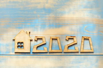 layout of the wooden building next to the four-digit number. new housing in 2020
