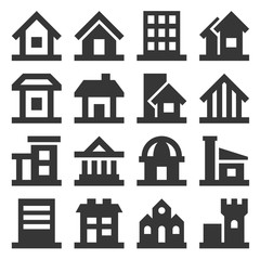 Fototapeta premium Building Icons Set on White Background. Vector