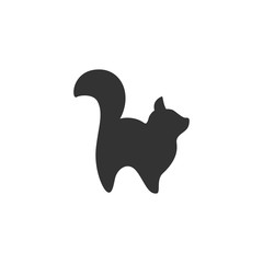 Black cat icon isolated on white. Cartoon illustration