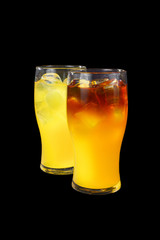 Two summer cocktail on isolated white background