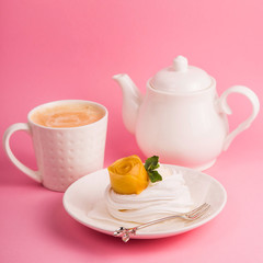 Delicate light low-calorie natural dessert from meringue - pavlova