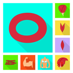 Isolated object of muscle and cells icon. Set of muscle and anatomy stock symbol for web.