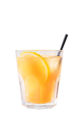 Summer yellow cocktail on isolated white background
