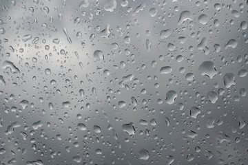 Picture Inside of water rain drops on car window glass