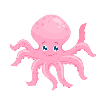 Cute cartoon octopus vector illustration.