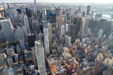 Aerial view of New York City skyline, Manhattan
