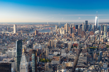 Aerial view of New York City skyline, Manhattan