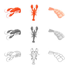Isolated object of appetizer and ocean symbol. Set of appetizer and delicacy vector icon for stock.