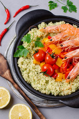 Couscous with vegetables and shrimp