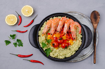 Couscous with vegetables and shrimp