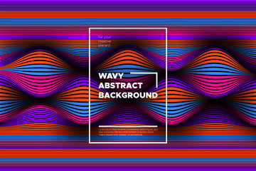 Distortion of Space. Modern Abstract Background with Vector Warped Lines. Bright Volumetric Colorful 3d Surface. Movement Effect. Optical Illusion of Distortion of Stripes for Covers, Presentation.