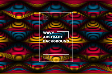 Distortion of Lines. Modern Abstract Cover with Vector Warped Stripes. Bright Volumetric Folds. Colorful 3d Surface. Movement Effect. Optical Illusion of Distortion of Space for Covers, Presentation.