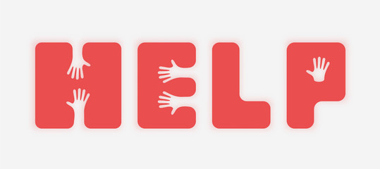 The word Help made with hands. Vector illustration