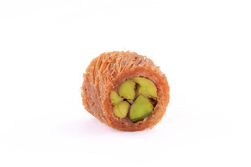 Middle eastern, Turkish sweet pastry baklava isolated on white background