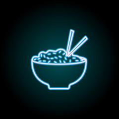 rice in a plate neon icon. Elements of Food set. Simple icon for websites, web design, mobile app, info graphics