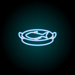 small fish on the board neon icon. Elements of Food set. Simple icon for websites, web design, mobile app, info graphics