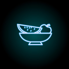 fruit in a plate neon icon. Elements of Food set. Simple icon for websites, web design, mobile app, info graphics