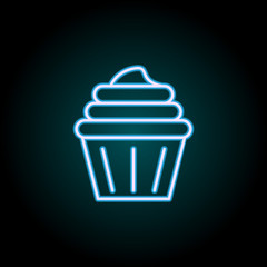 cup cake neon icon. Elements of Food set. Simple icon for websites, web design, mobile app, info graphics