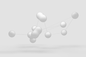 Science Molecule, Molecular DNA Model Structure. 3D render molecular bonds on a gray background.