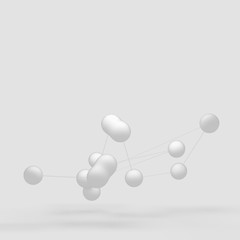 Science Molecule, Molecular DNA Model Structure. 3D render molecular bonds on a gray background. Picture with copy space.