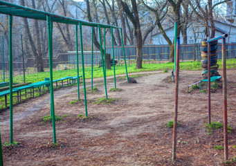 horizontal bars for sport in urban park 