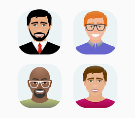 Characters avatars profile in flat cartoon style color illustration