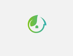 Creative logo icon leaf and house eco construction