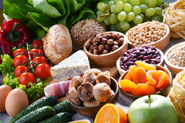 Assorted organic food products on the table