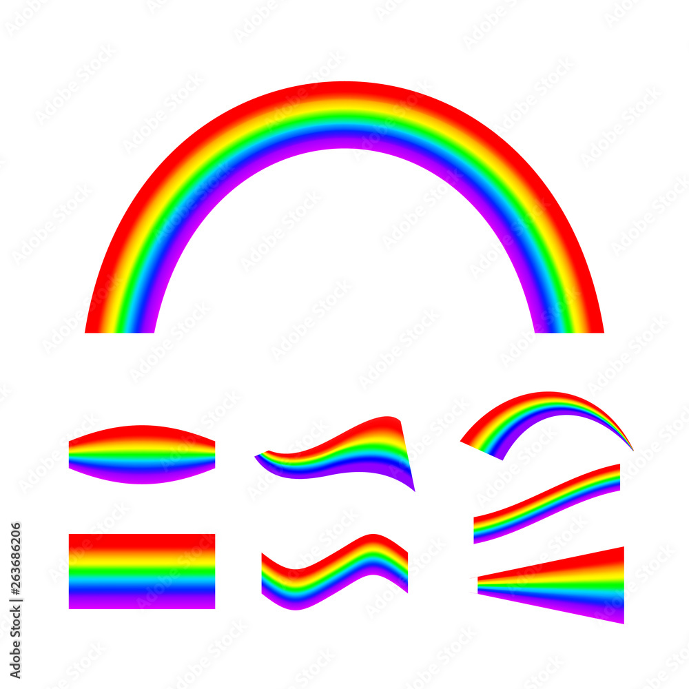 Poster abstract rainbow set in different shapes. vector illustration isolated on white background