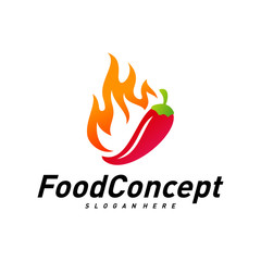 Hot Food Logo Concept Vector. Red Chili logo Design Template Vector. Hot Chili Icon Symbol