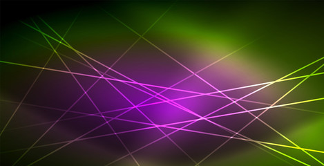 Neon glowing wave, magic energy and light motion background