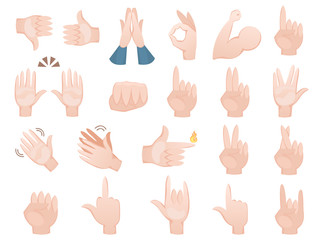 Hands set. Collection of various finger and palm gesture