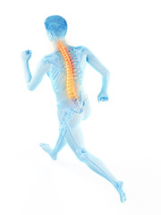 3d rendered medically accurate illustration of a runners painful back