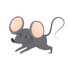 Cute funny mouse. Animal with big ears and grey fur