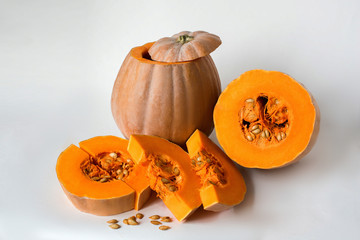 Pumpkin slices isolated on white background