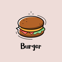 Burger. Vector illustration for cafe decoration.