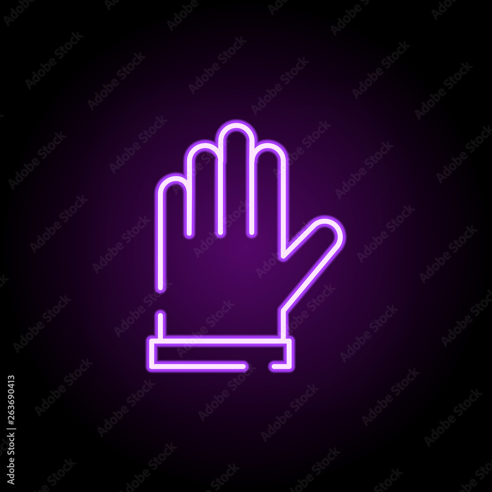 Poster gloves for work neon icon. elements of construction set. simple icon for websites, web design, mobil