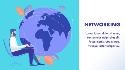 Worldwide Networking Flat Banner Vector Template
