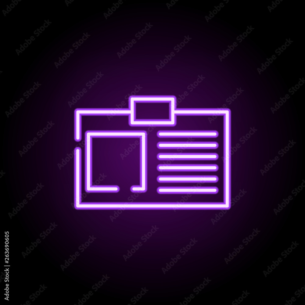 Poster identification of a person neon icon. elements of construction set. simple icon for websites, web de