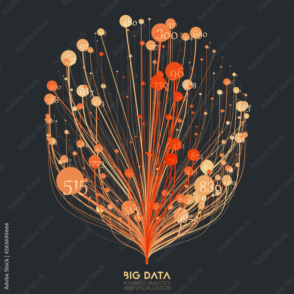 Poster vector abstract colorful big data information sorting visualization. social network, financial analy