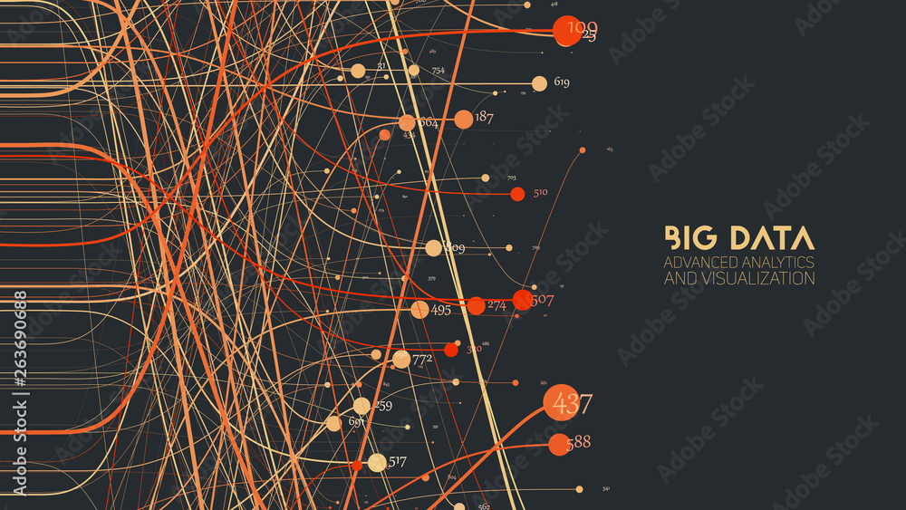 Poster vector abstract colorful big data information sorting visualization. social network, financial analy