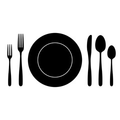 The contours of the cutlery, isolated.