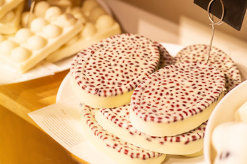 Shop cosmetic handmade soap. Fresh makeup samples. The concept of spa and relaxation