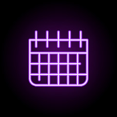 calendar neon icon. Elements of construction set. Simple icon for websites, web design, mobile app, info graphics