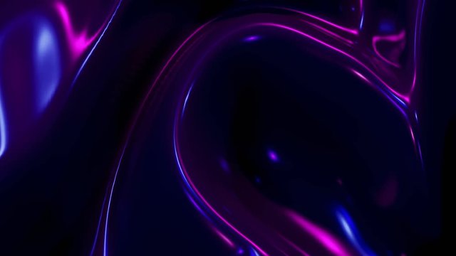 4K Loop of Abstract Moving Holographic Waves Background. 3D Render of Wavy Surface, Animation Neon Colors Texture Ripples