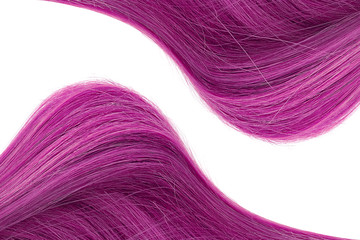 Natural pink hair isolated on white. Background