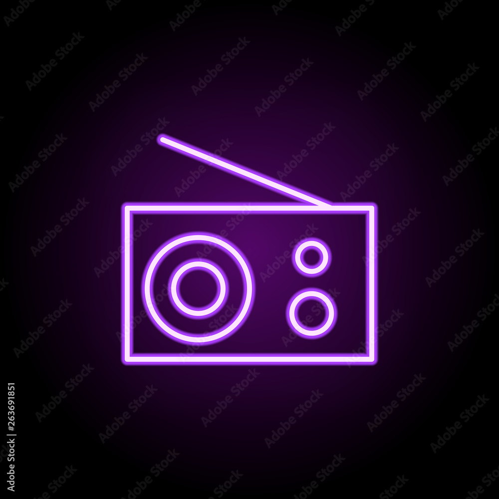 Poster radio neon icon. elements of web set. simple icon for websites, web design, mobile app, info graphic