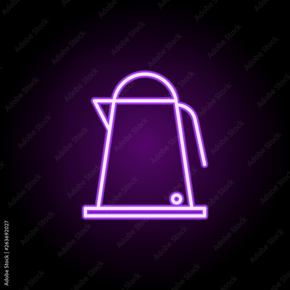 Poster electric kettle neon icon. elements of web set. simple icon for websites, web design, mobile app, in