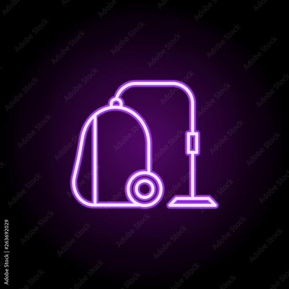 Poster a vacuum cleaner neon icon. elements of web set. simple icon for websites, web design, mobile app, i