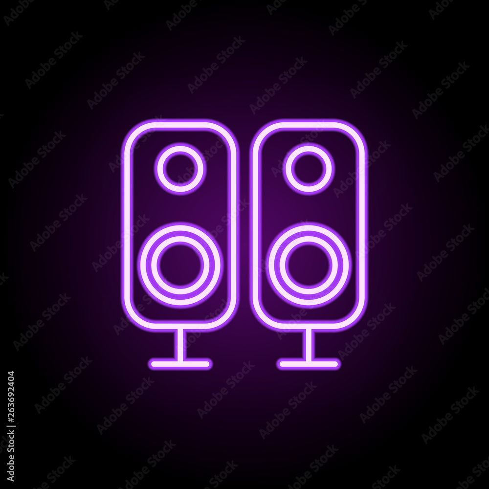 Poster acoustic speakers neon icon. elements of web set. simple icon for websites, web design, mobile app, 